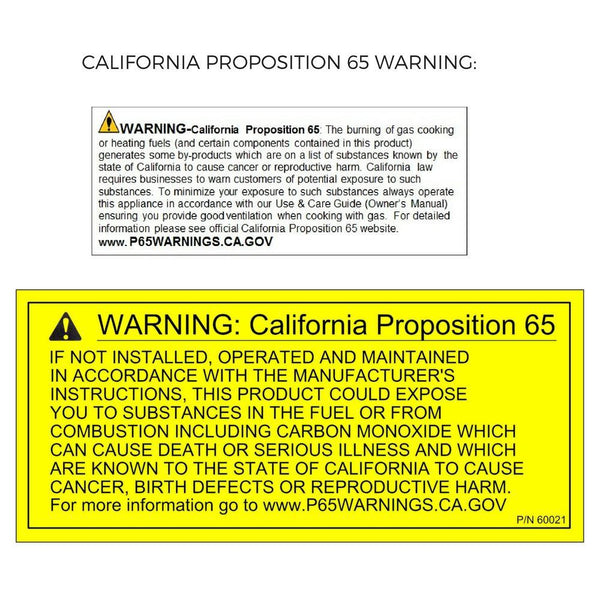 California Prop65 Warning Labels