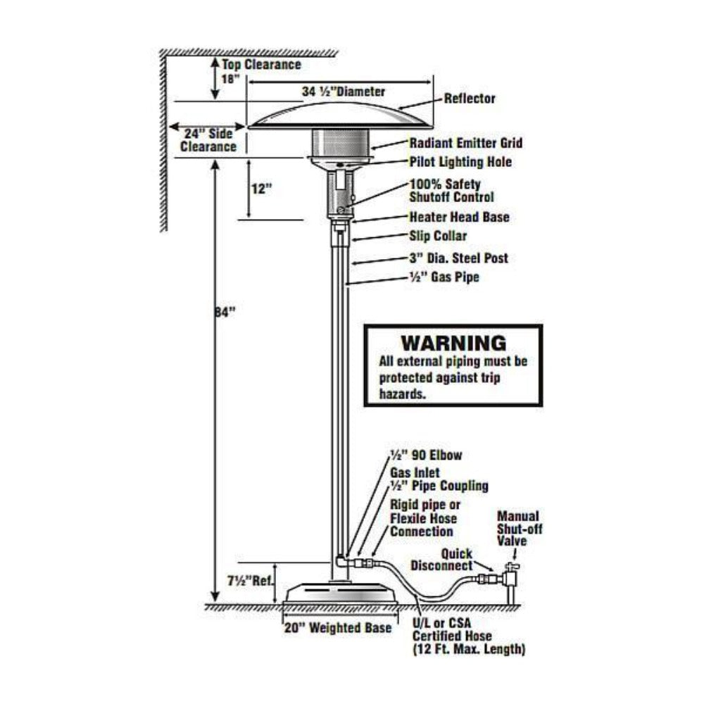 Sunglo A242 Portable Natural Gas Patio Heater clearances