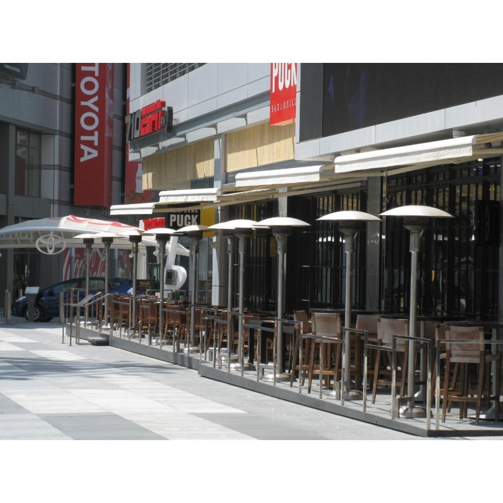 Sunglo A242 Portable Natural Gas Patio Heater in outdoor cafe