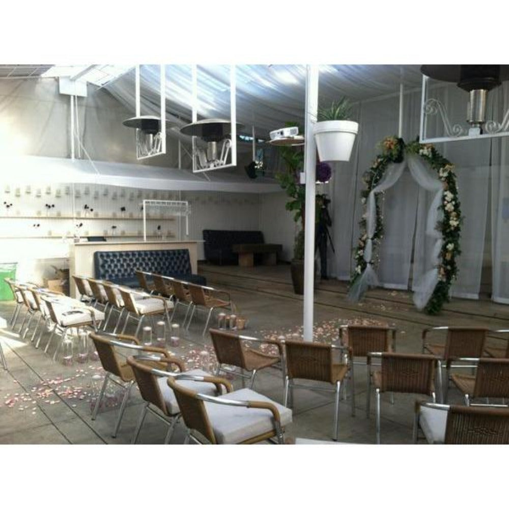 Sunglo A244MAN Natural Gas Patio Heater ceiling mounted in outdoor event