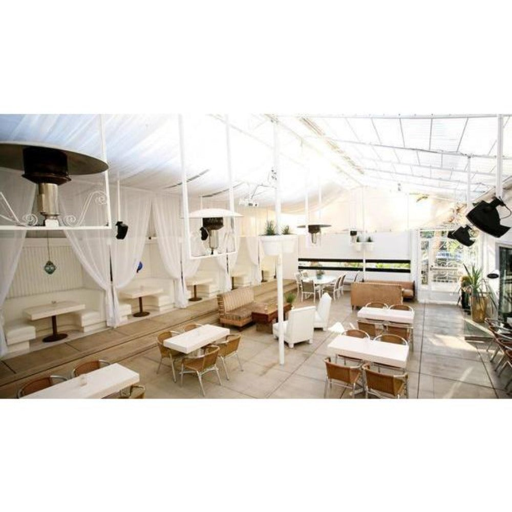 Sunglo A244VE NG Ceiling Mounted Natural Gas Patio Heater in semi open spaces