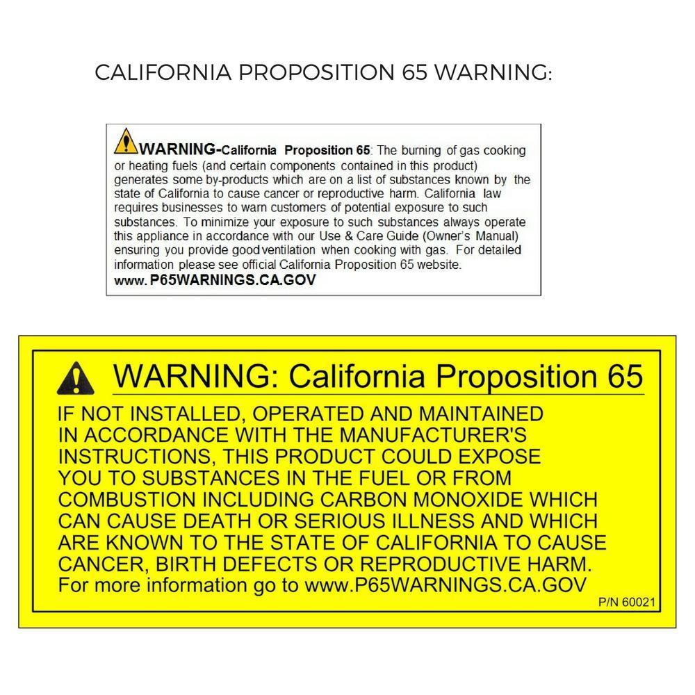 California Prop65 Warning Labels