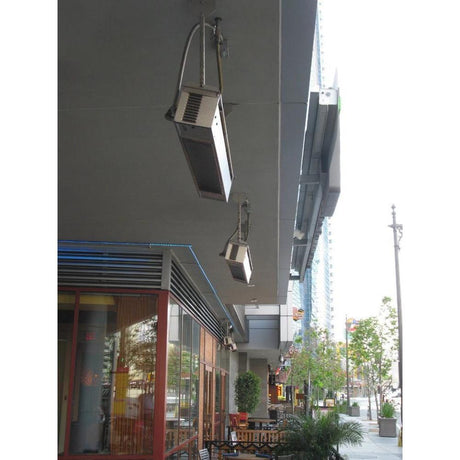 Sunpak S34 S TSH Stainless Steel Infrared Gas Heater installed in a restaurant