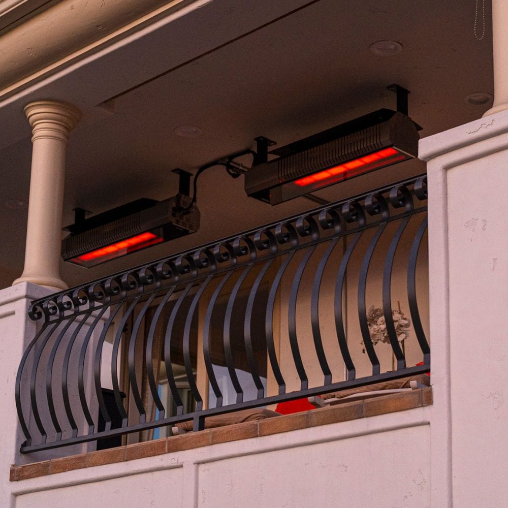 Two SunStar Glass Marine Grade Stainless Steel Infrared Gas Heaters in Terrace