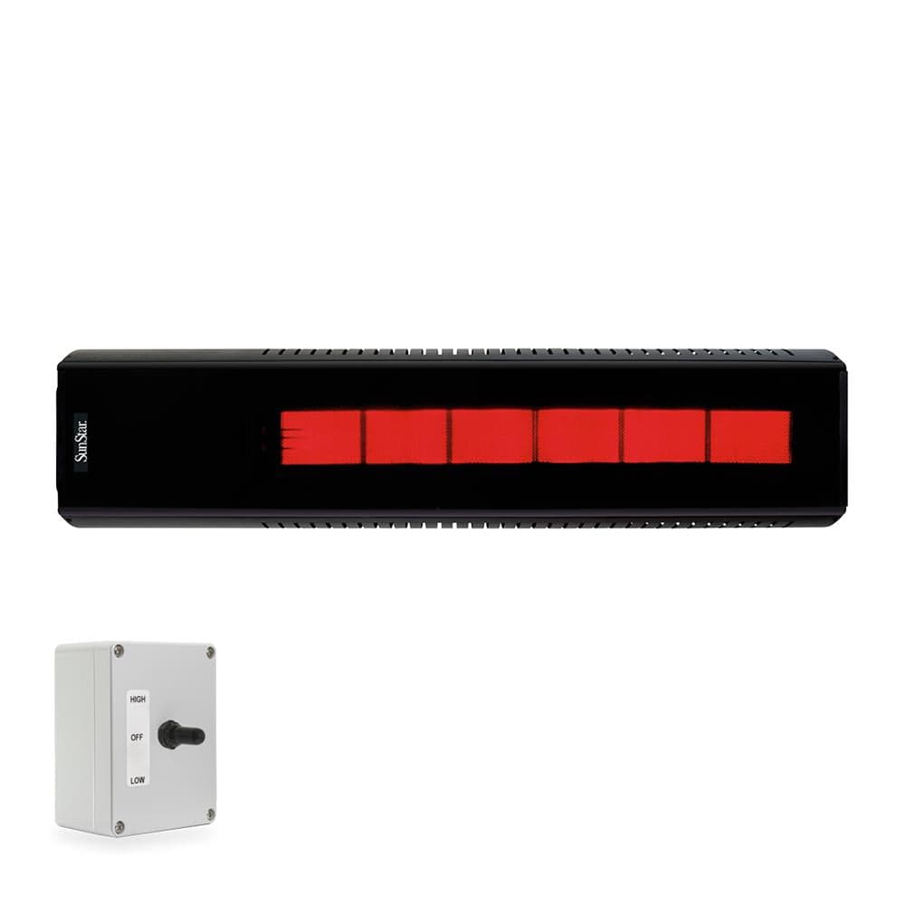 SunStar Glass Black Powder Coated Infrared Gas Heater with 3 position switch
