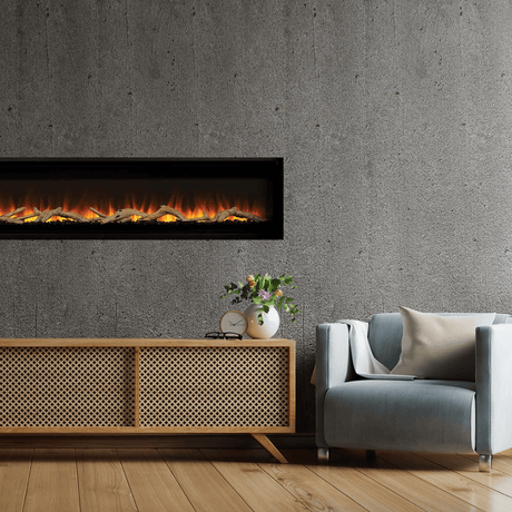 Superior Plexus Electric Fireplace beside a chair