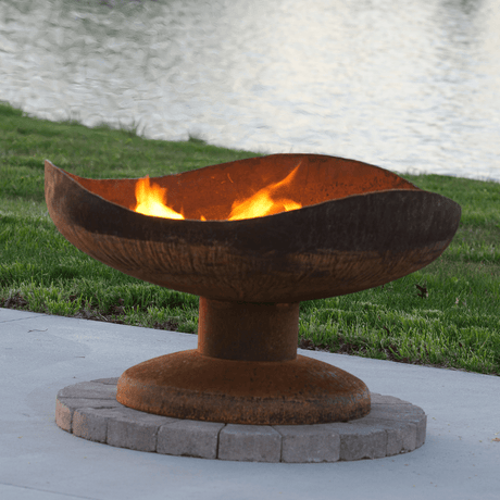 The Fire Pit Gallery Sand Dune Steel Fire Bowl lit up