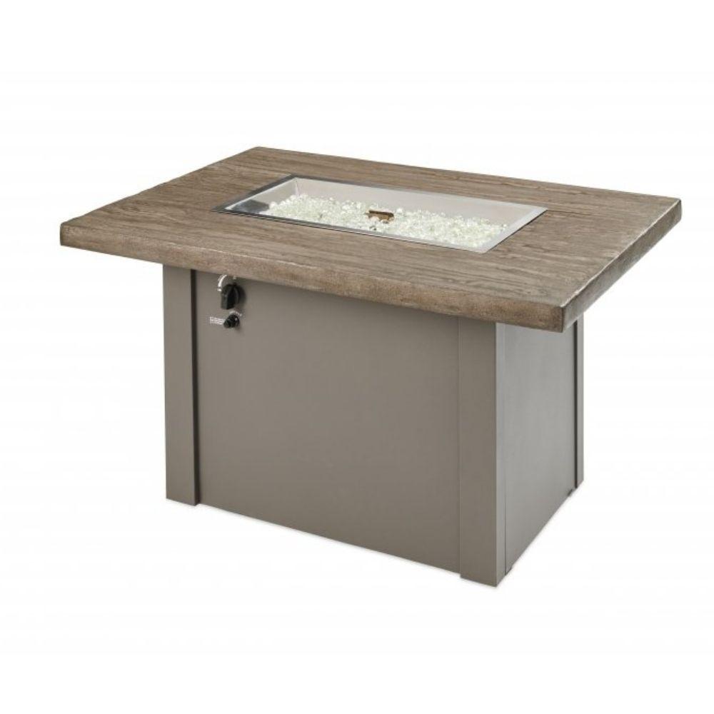 Havenwood 44-inch Driftwood Rectangular Gas Fire Pit Table with Glass Cover Gray Base