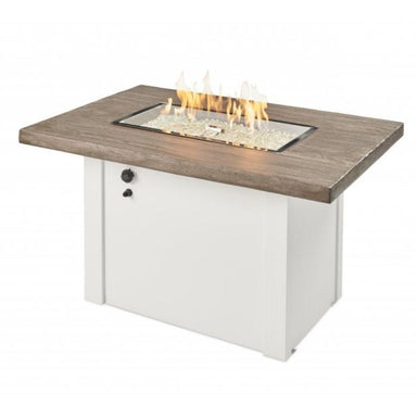 Havenwood 44" Driftwood Rectangular Gas Fire Pit Table with white Base