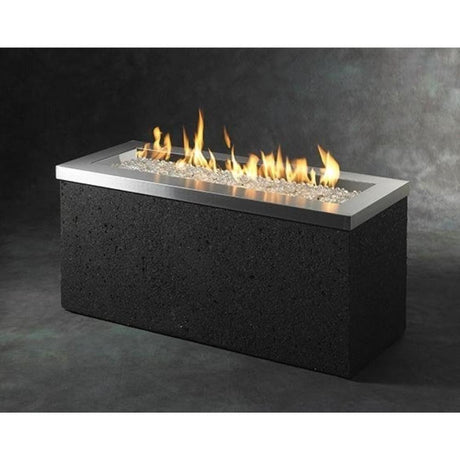The Outdoor GreatRoom Company Key Largo Linear Gas Fire Pit Table in Stainless Steel