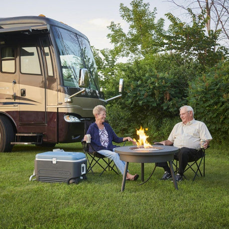 Renegade 32-Inch Round Portable Gas Fire Pit Table (RNG-32) in outdoor setting