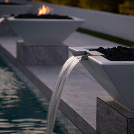 Top Fires 24" Limestone Square Concrete Gas Fire and Water Bowl