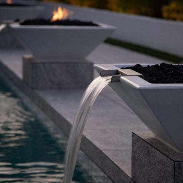 Top Fires 24" Limestone Square Concrete Gas Fire and Water Bowl