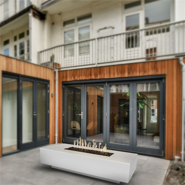 Top Fires Cabo 90-Inch Limestone Gas Fire Pit Table Outdoors