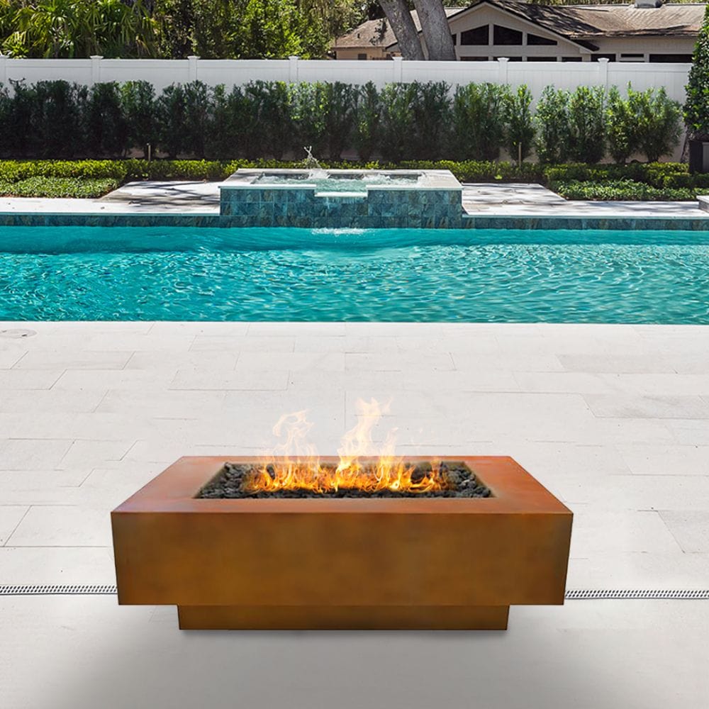 Top Fires 48" Coronado Corten Steel Gas Fire Pit by the Pool
