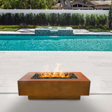 Top Fires 48" Coronado Corten Steel Gas Fire Pit by the Pool