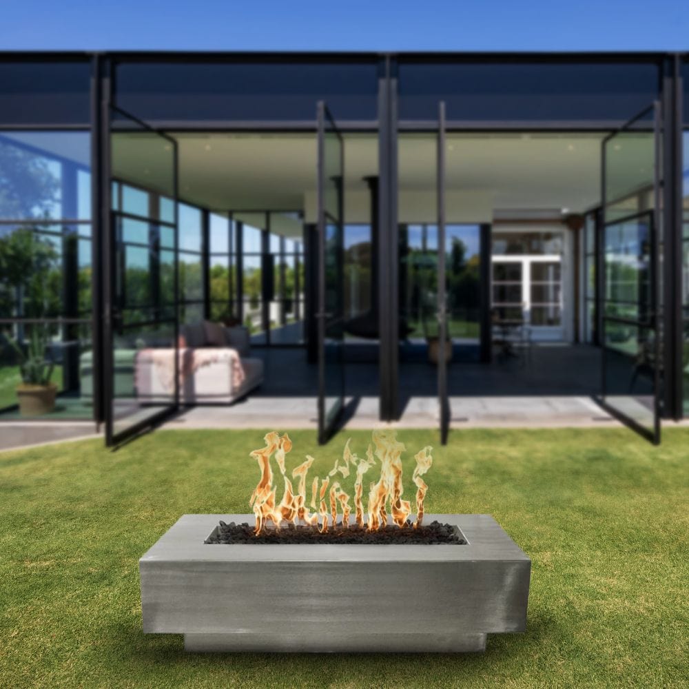 Top Fires Coronado 60" Stainless Steel Gas Fire Pit on Grass