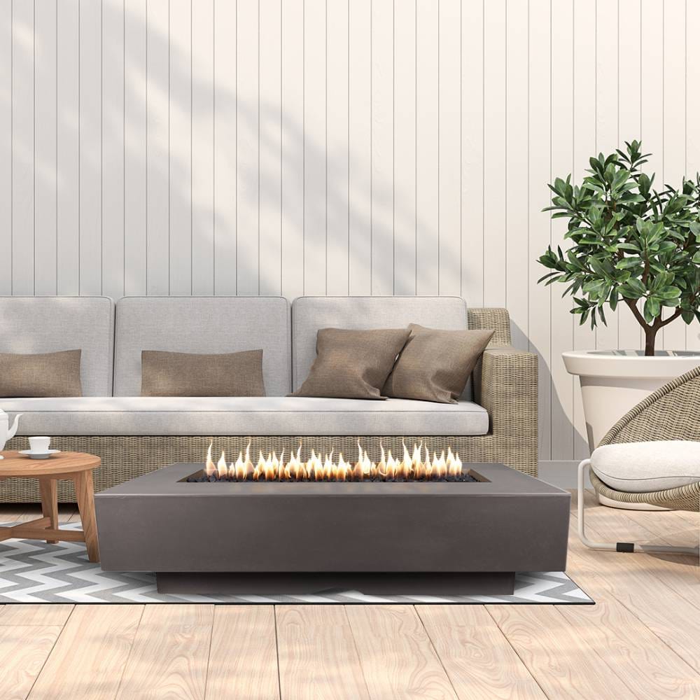 Top Fires Del Mar 84" Rectangular Chestnut Gas Fire Pit in Outdoor Living Area