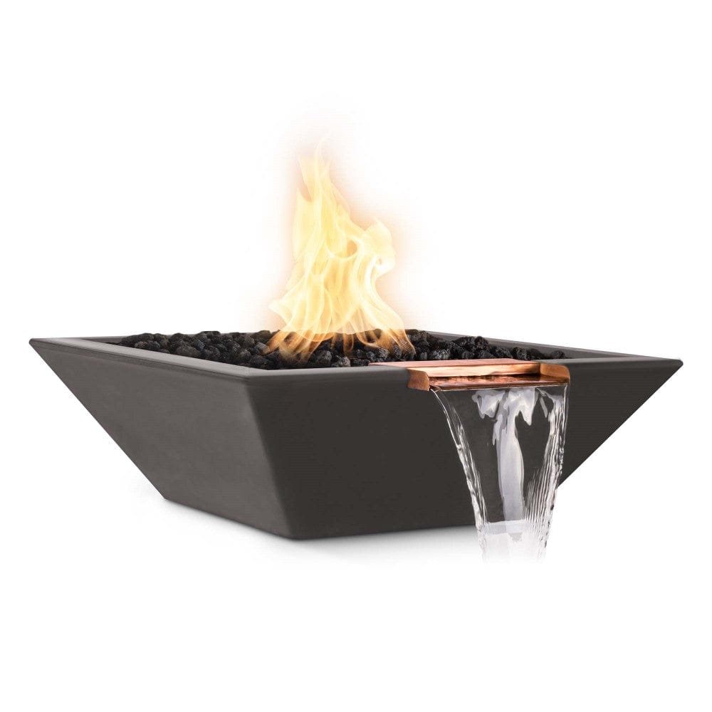 Top Fires 30-inch Square Concrete Match Lit Gas Fire and Water Bowl in Chestnut