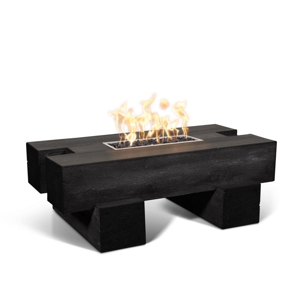 Top Fires Palo Rectangular Wood Grain GFRC Gas Fire Pit Table in Ebony