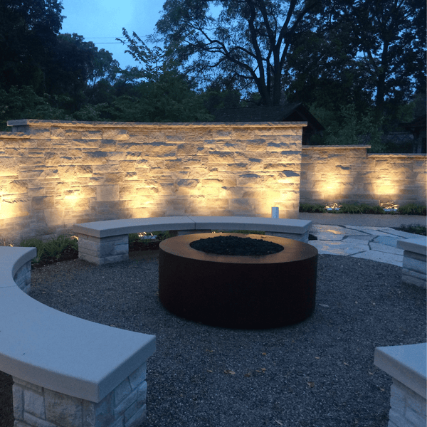 top fires unity fire pit at night