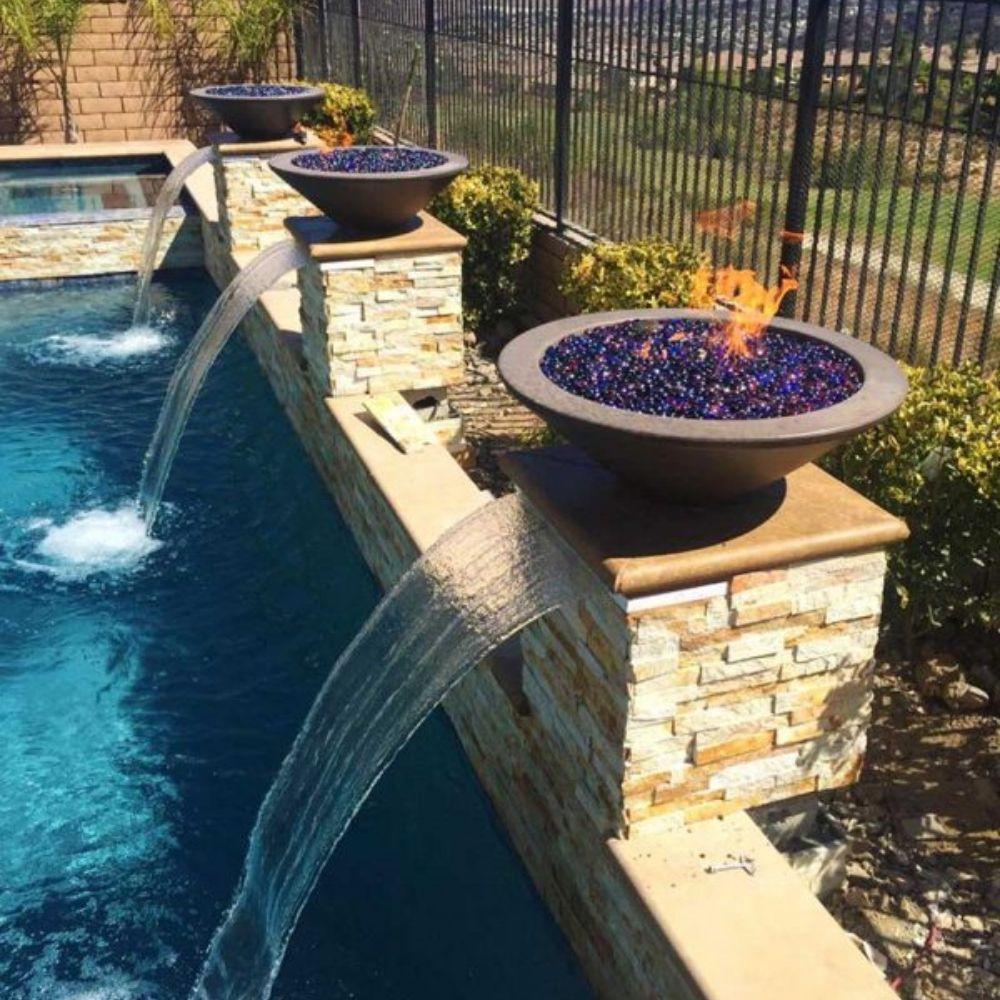 Top Fires Round Concrete Gas Fire and Water Bowl