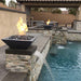 Top Fires 24" Square Concrete Gas Fire and Water Bowl - Match Lit in a Pool Setting
