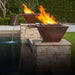 Top Fires 24-inch Square Copper Electronic Gas Fire and Water Bowl in Pool Area