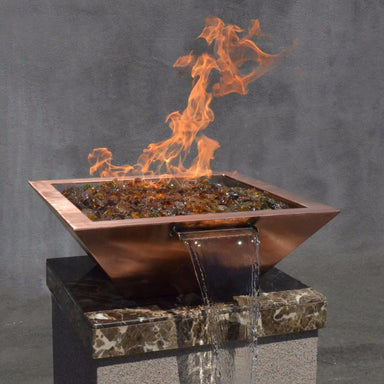 Top Fires 24-inch Square Copper Match Lit Gas Fire and Water Bowl OPT-24SCFW