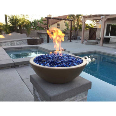 Top Fires Round Concrete Gas Fire and Water Bowl with Fire Glass