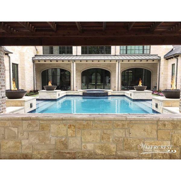 Top Fires Round Concrete Gas Fire Bowl in Chocolate Pool Accent