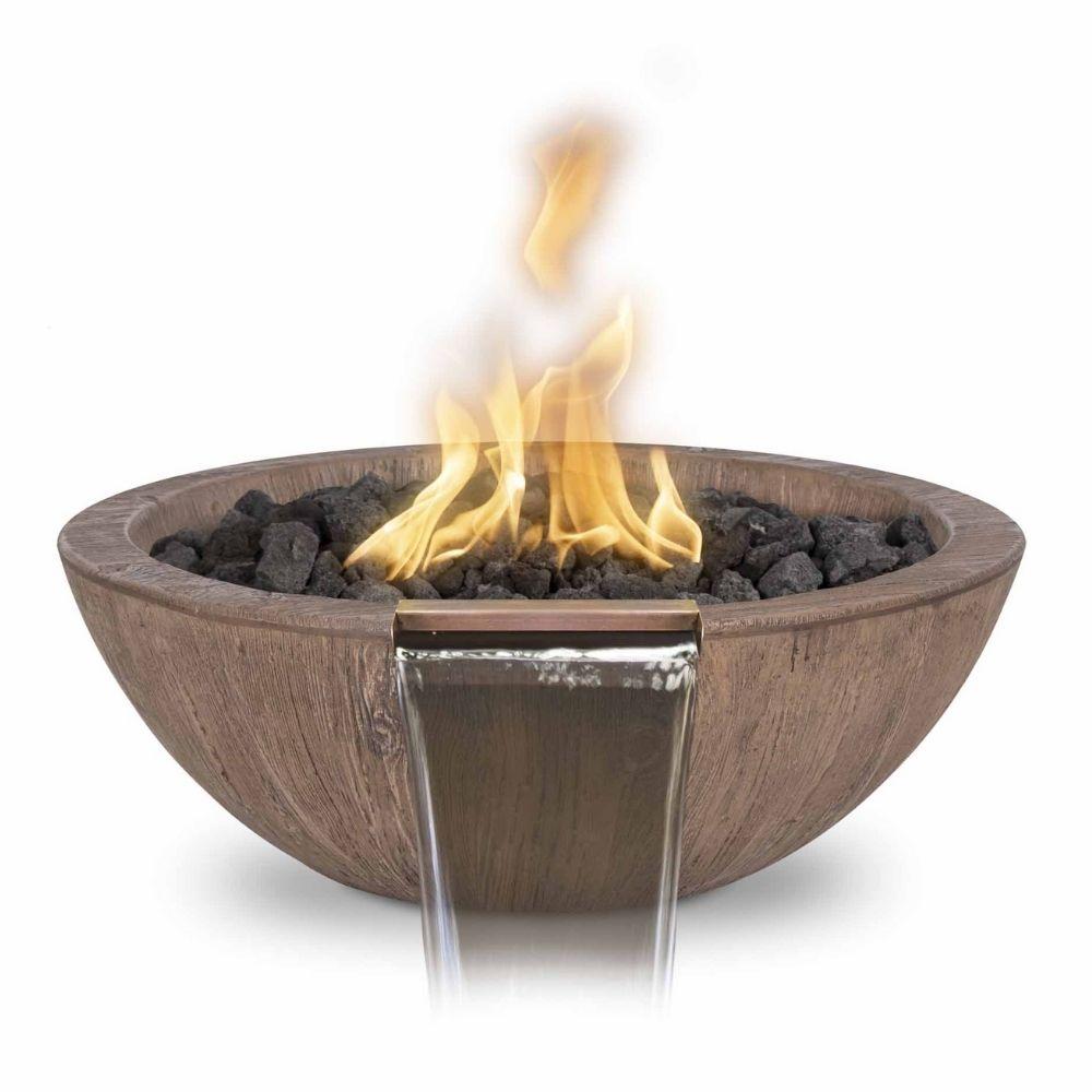 27-inch Sedona Wood Grain GFRC Gas Fire and Water Bowl in Oak