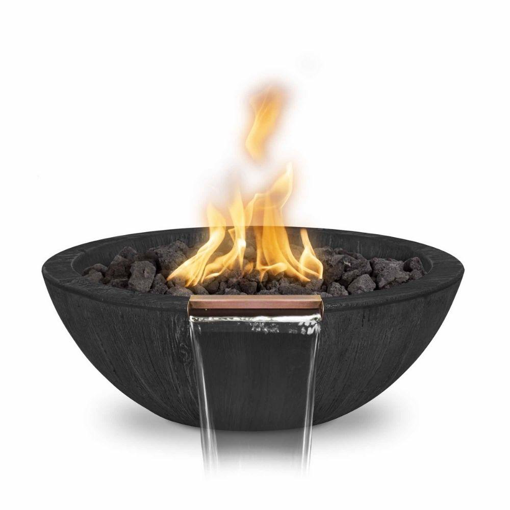 27-inch Sedona Wood Grain GFRC Gas Fire and Water Bowl in Ebony