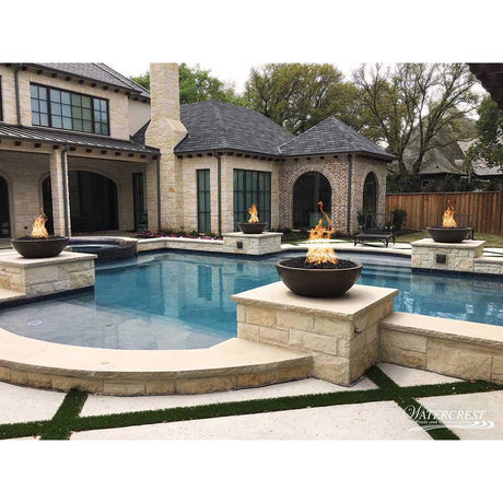 Top Fires Round Concrete Gas Fire Bowl in Chocolate Pool Accent