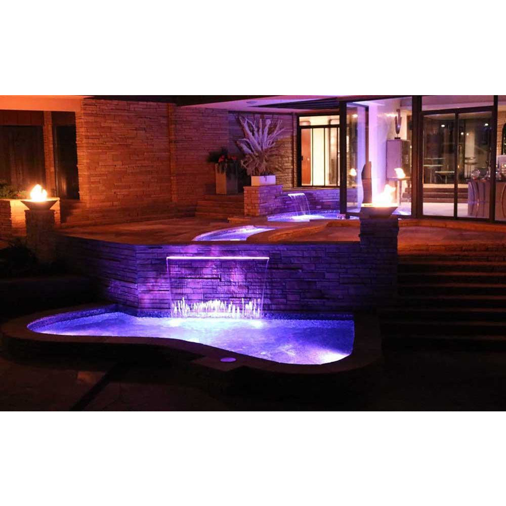 Top Fires Square Concrete Gas Fire Bowl in Pool Area