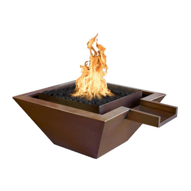 Top Fires Maya 36" Square Copper Electronic Gas Fire and Water Bowl - OPT-SQ36FANDWE