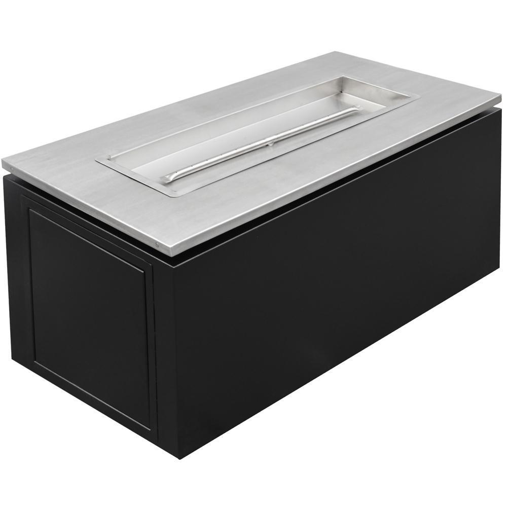 Top Fires 46'' Stainless Steel Top Black Base Rectangular Match Lit Fire Pit - TOP-MC4622