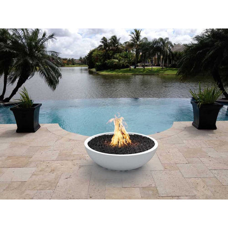 Top Fires 48" Sedona GFRC Gas Fire Pit in limestone
