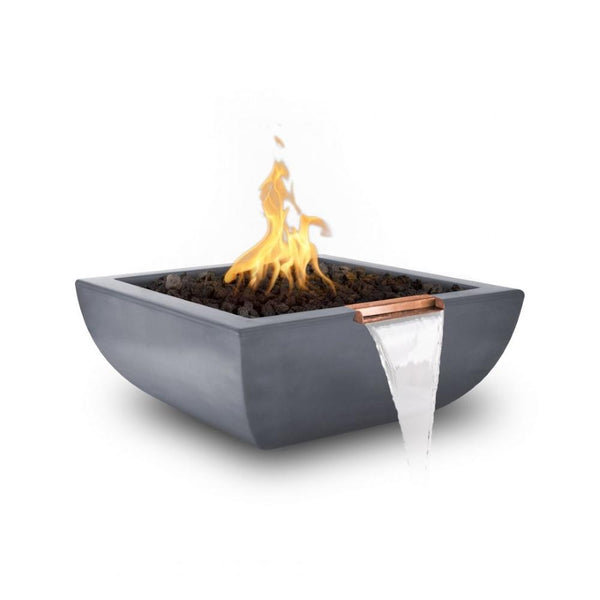 Top Fires Avalon 36" Square Concrete Gas Fire and Water Bowl - Electronic Gray