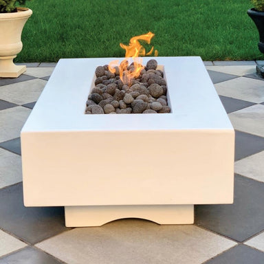 Top Fires Del Mar 60-inch Rectangular GFRC Gas Fire Pit in yard