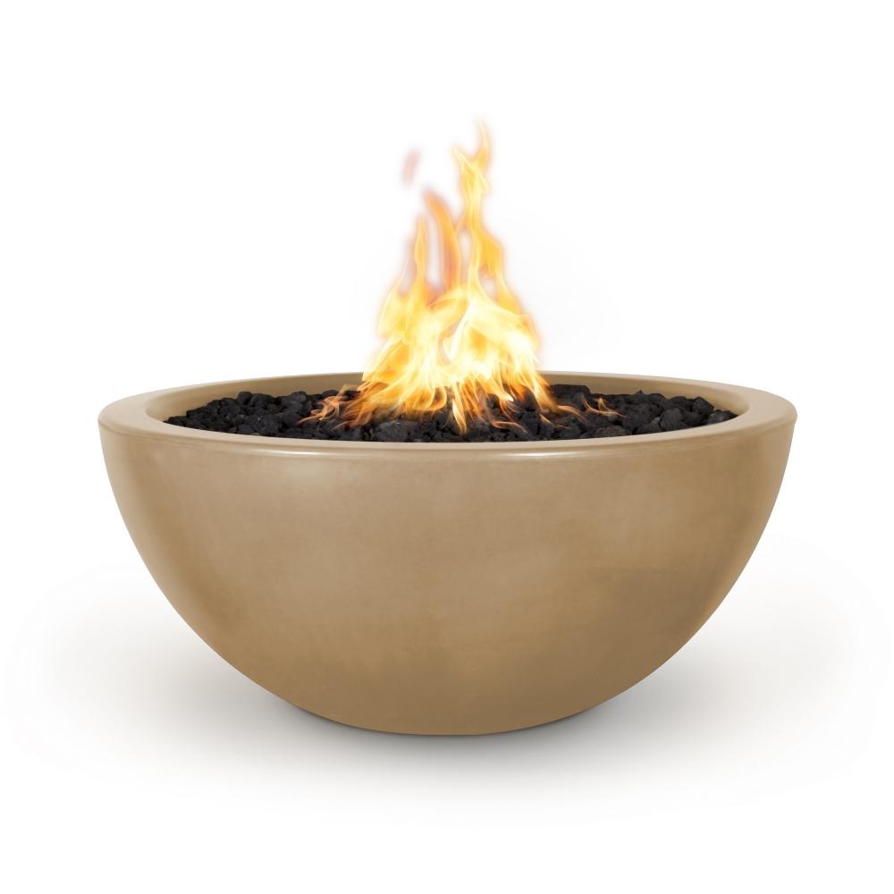 Top Fires Luna Round Concrete Gas Fire Pit Brown
