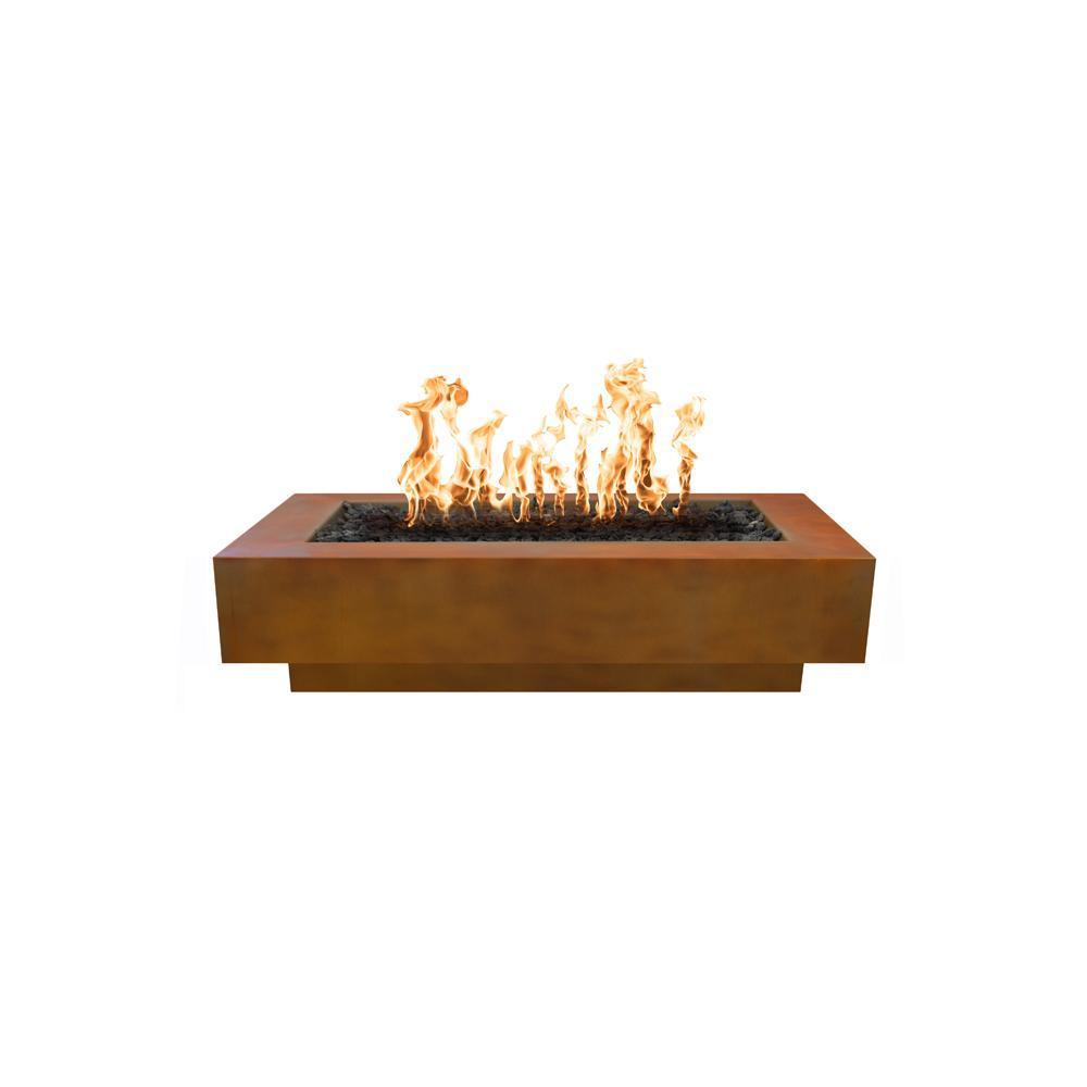 Top Fires Rectangular Corten Steel Gas Fire Pit - Match Lit
