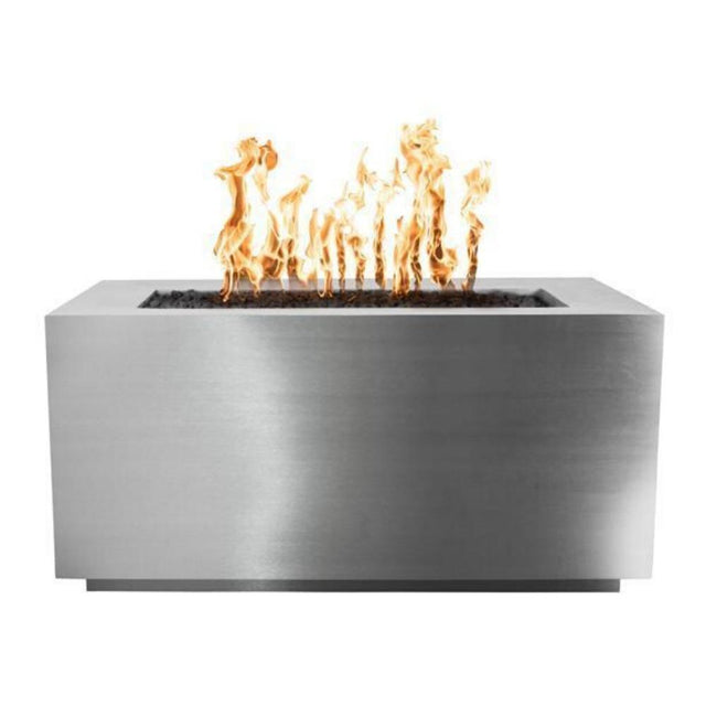 Top Fires Rectangular Stainless Steel Gas Fire Pit - Match Lit