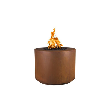 Top Fires Round Corten Steel Gas Fire Pit - Match Lit