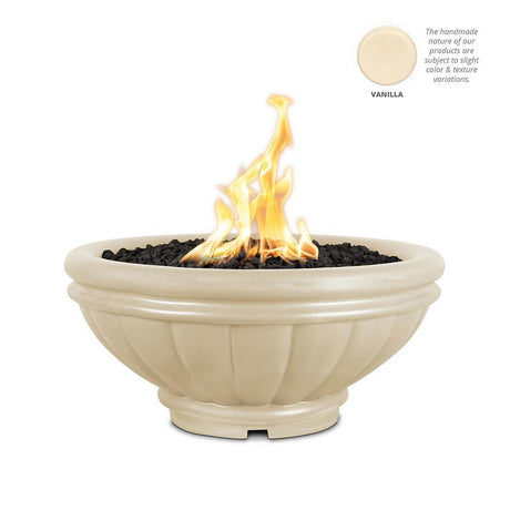 Top Fires Round Roma GFRC Gas Fire Pit in Vanilla