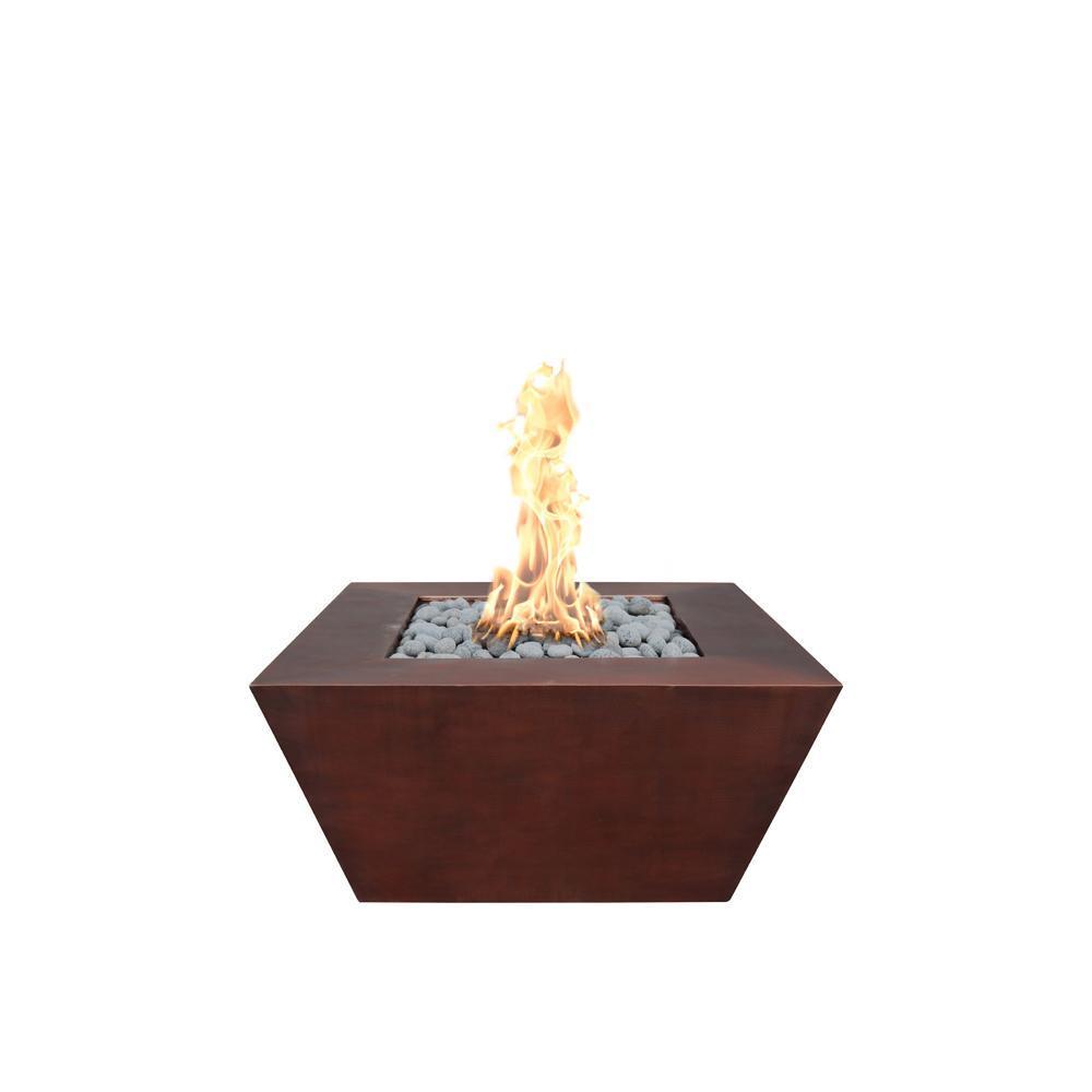 Top Fires Square Copper Gas Fire Pit - Match Lit