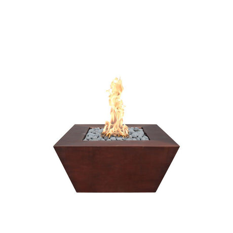 Top Fires Square Copper Gas Fire Pit - Match Lit