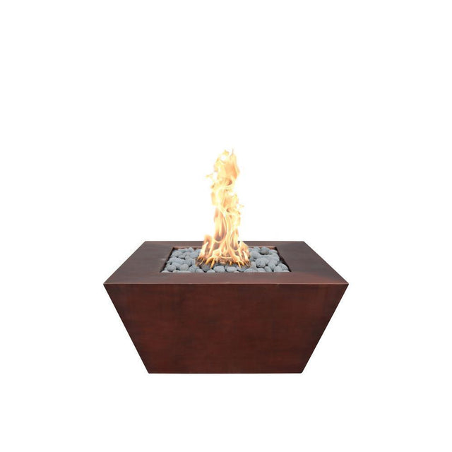 Top Fires Square Copper Gas Fire Pit - Match Lit