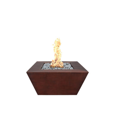 Top Fires Square Copper Gas Fire Pit - Match Lit