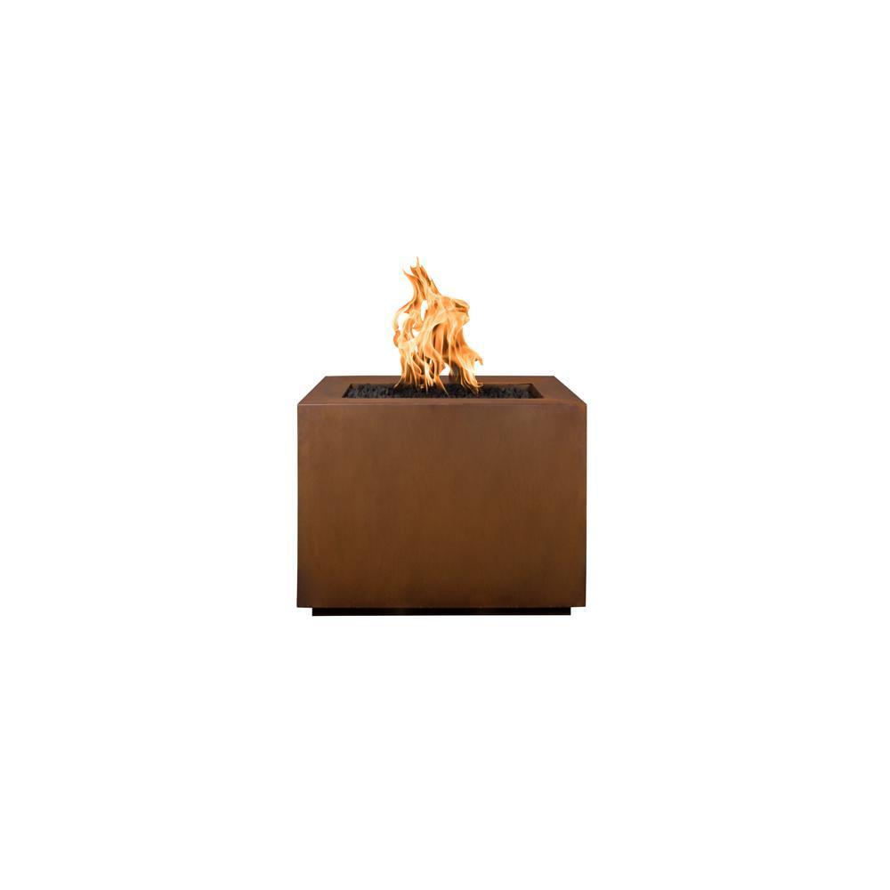 Top Fires Square Corten Steel Gas Fire Pit - Match Lit